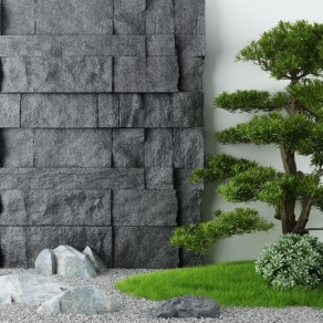 新中式庭院枯山水石3D模型下载